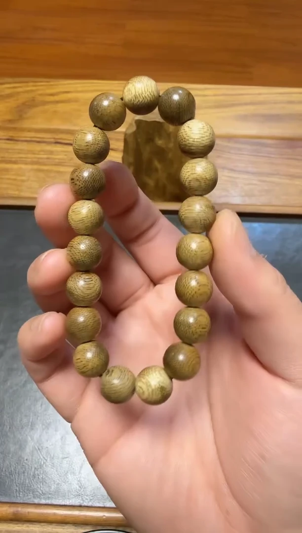 沉香手串天然野柬埔寨粗纹1.1圆珠单圈7克+