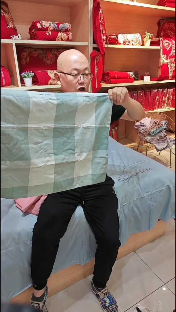 银鼠毛全棉枕套一对绿