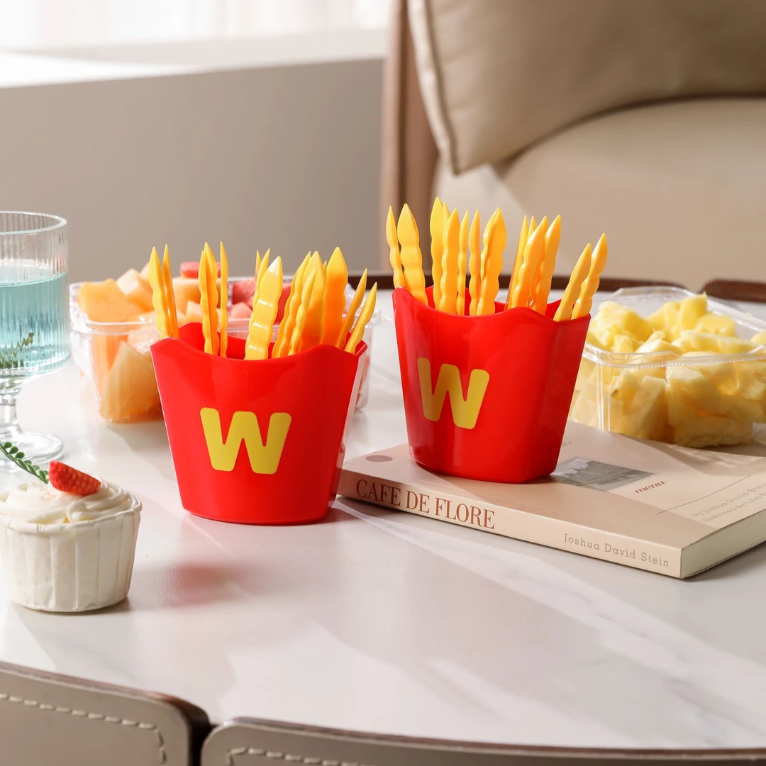 家用创意薯条夹水果叉零食夹磁吸冰箱收纳盒可爱趣味多功能水果夹