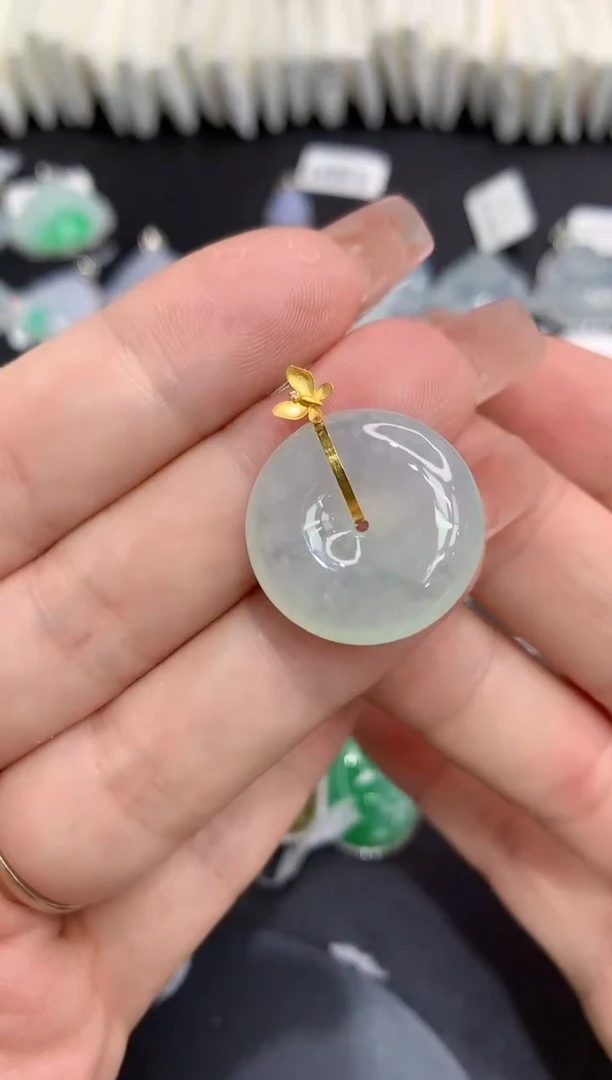 吊坠(不含链)18K金镶嵌翡翠111111111111