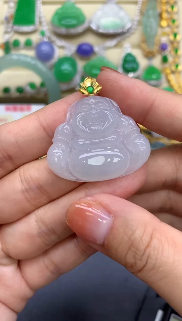 颈饰18K金镶嵌翡翠25-中国好珍宝