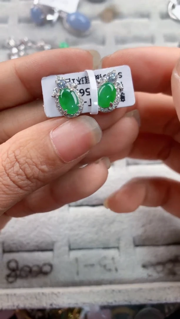 银S925镶嵌戒指翡翠5555----2