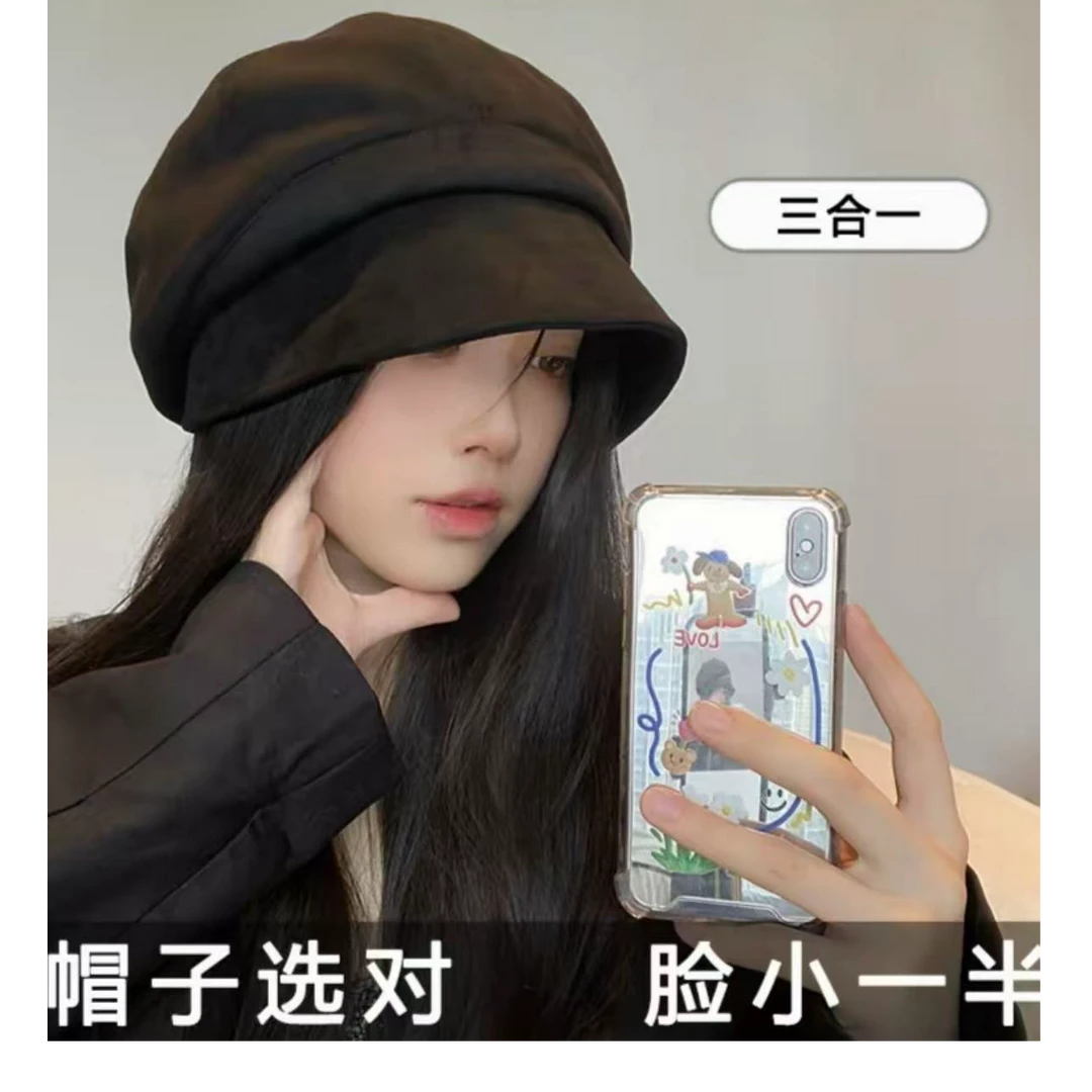 堆堆帽子女秋冬素颜遮脸绒渔夫帽显脸小大头围帽子大头围显脸小