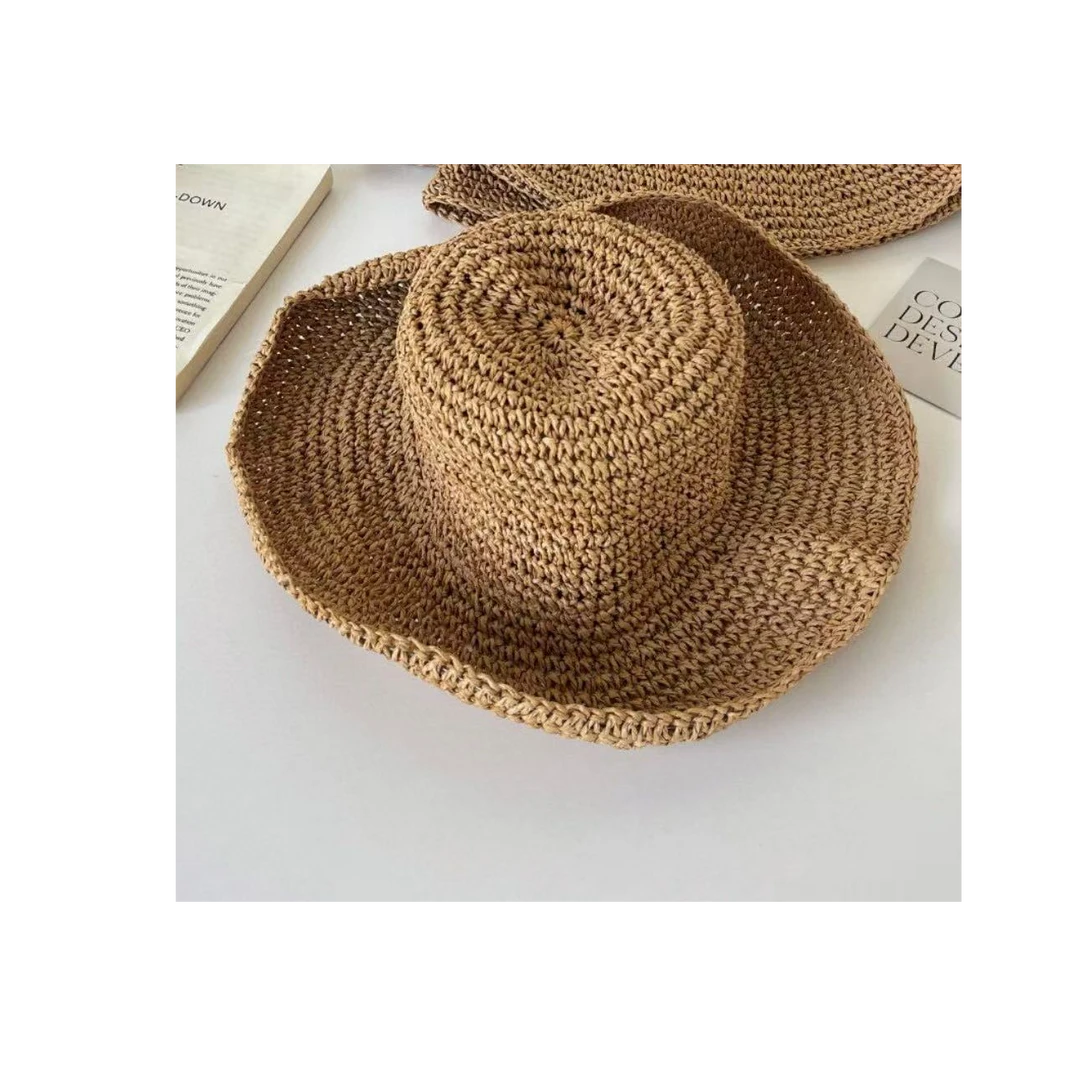 三哈宫-《和纸编草帽》原单PUPPY和纸手工编可折叠檐草帽女士大头围