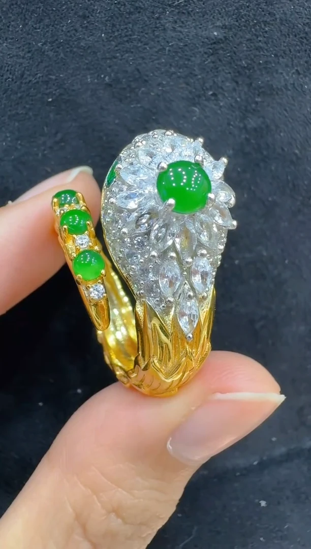 银S925镶嵌戒指翡翠多样性团购发货一件