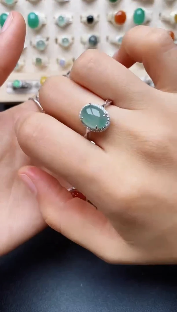 【闪购商品】翡翠戒指银S925镶嵌缅甸翡翠