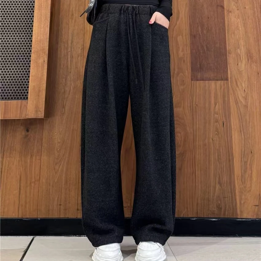 【早拍现飞1】冬季加厚款梨形身材显瘦百搭弯刀拖地阔腿休闲裤