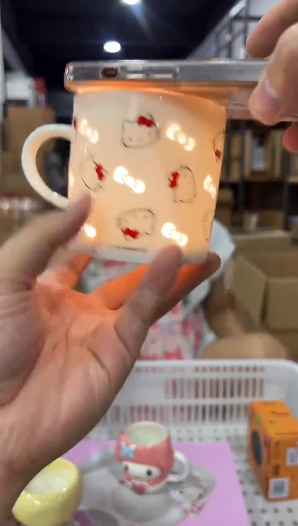 瓷片白色kt猫满印咖啡杯