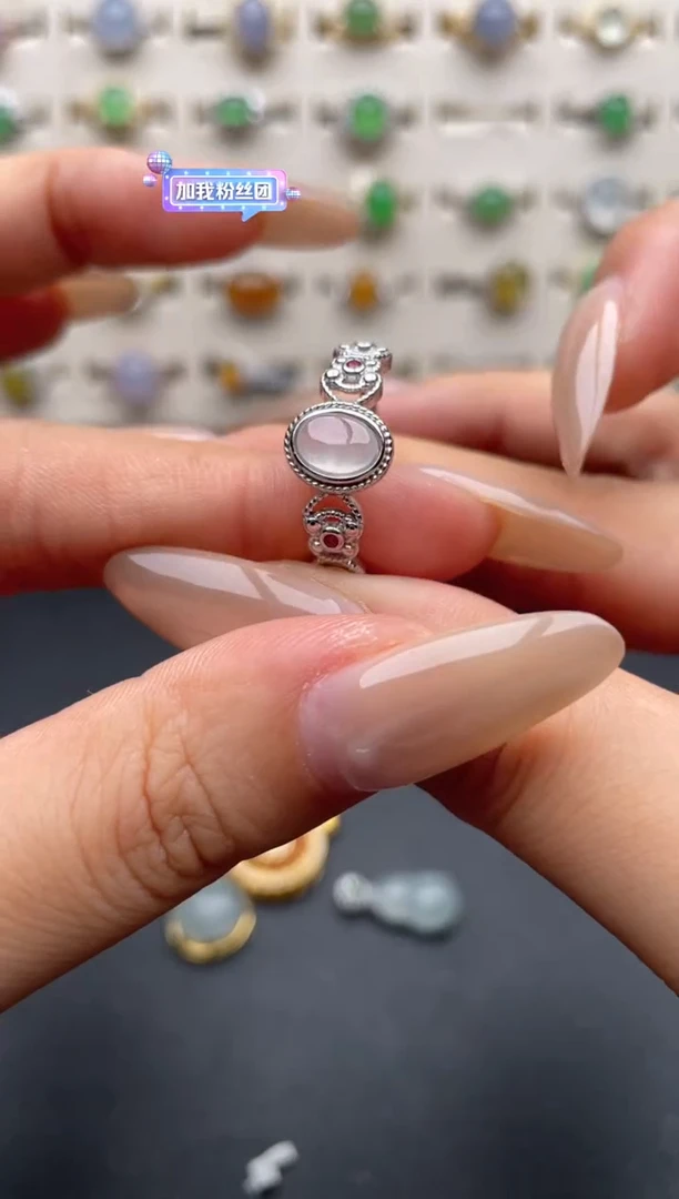 银S925镶嵌戒指翡翠一物一证一礼盒