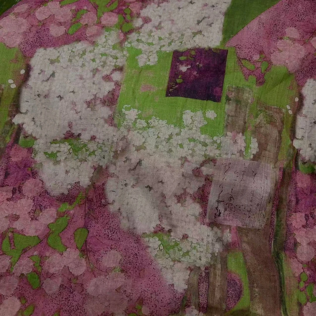 【花间百纳】百家布自然田园纯苎麻42支面料 莨麻布料幅宽140cm