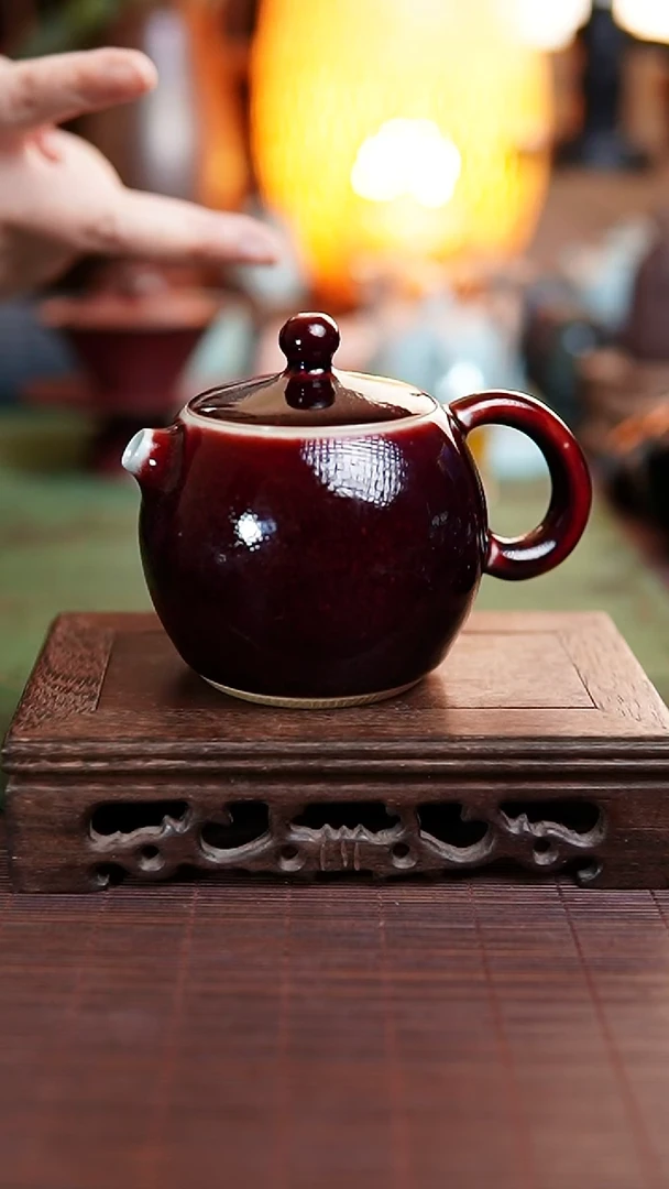 西施龙蛋壶 180ml 煤烧釉 经典红釉 钧瓷*