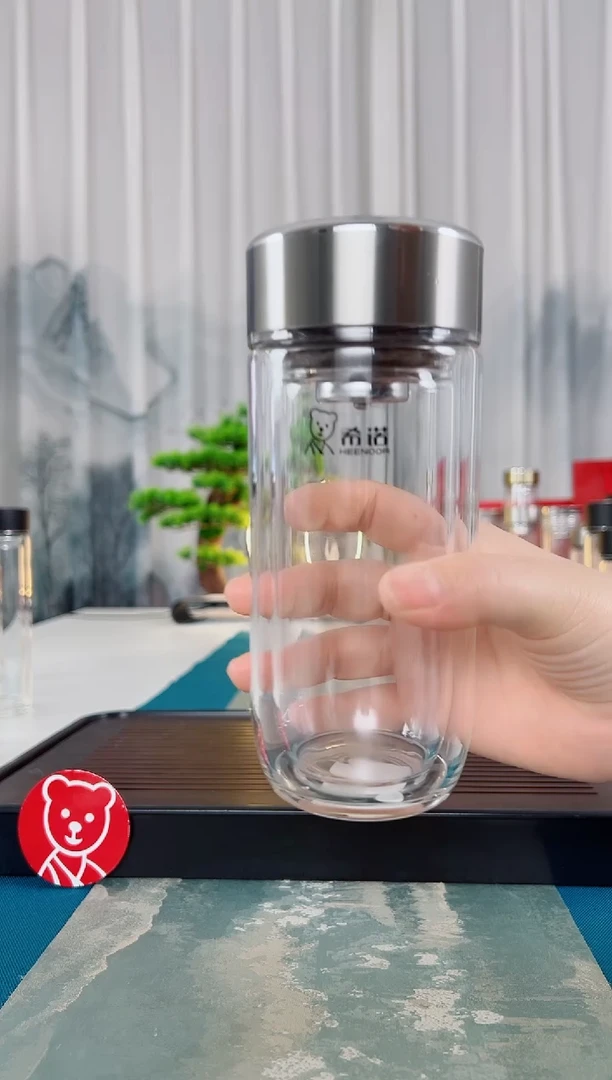 高硼硅玻璃茶隔款 希诺双层鹅蛋玻璃杯280毫升礼盒装7157