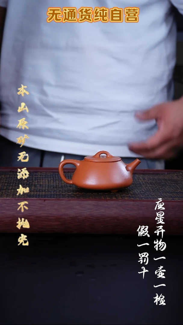 茶壶紫砂全砂朱泥 平盖石瓢 170cc
