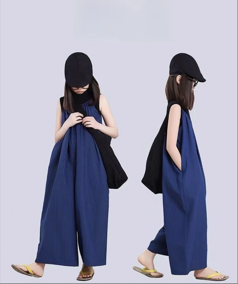 女童夏季套装爆款新款洋气中大童高级感宽松背带阔腿裤潮SQ1295