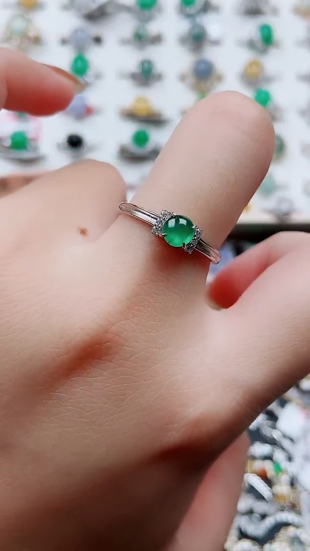 银S925镶嵌戒指翡翠9