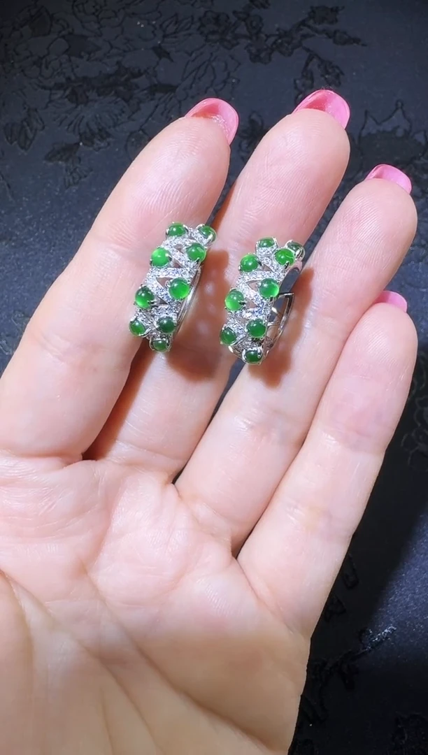 【闪购商品】翡翠耳饰银S925镶嵌耳包