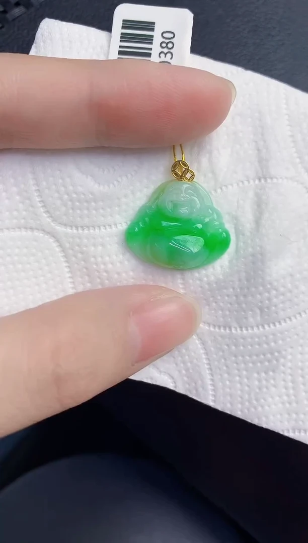 颈饰18K金镶嵌翡翠天然翡翠缅甸A货