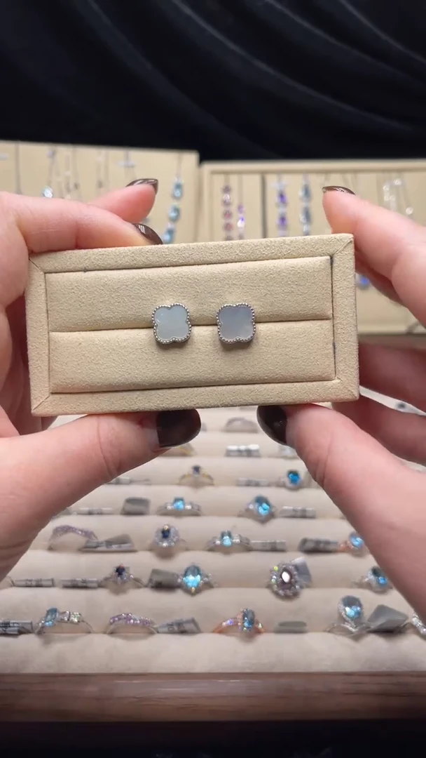 合金925银贝壳贝母耳钉