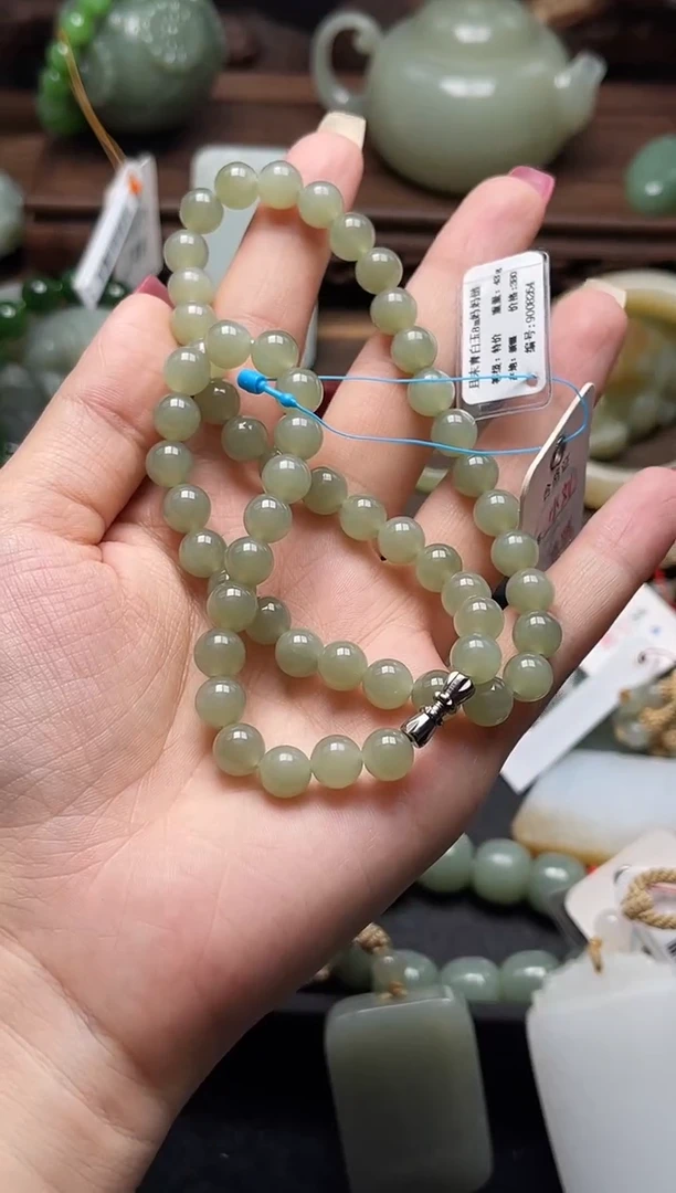 和田玉未镶嵌项链卡8且末青白妈妈链9008264