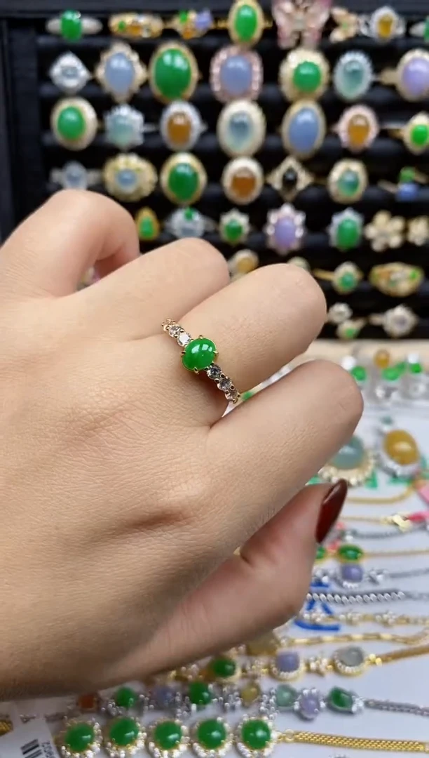 银S925镶嵌戒指翡翠9242