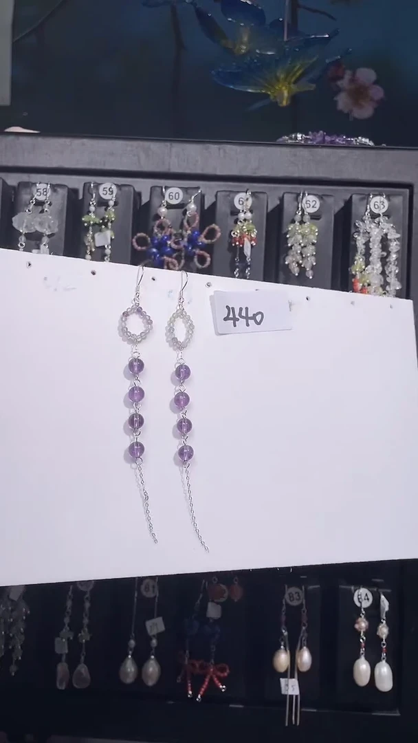 银S925镶嵌耳饰紫晶喜欢拍