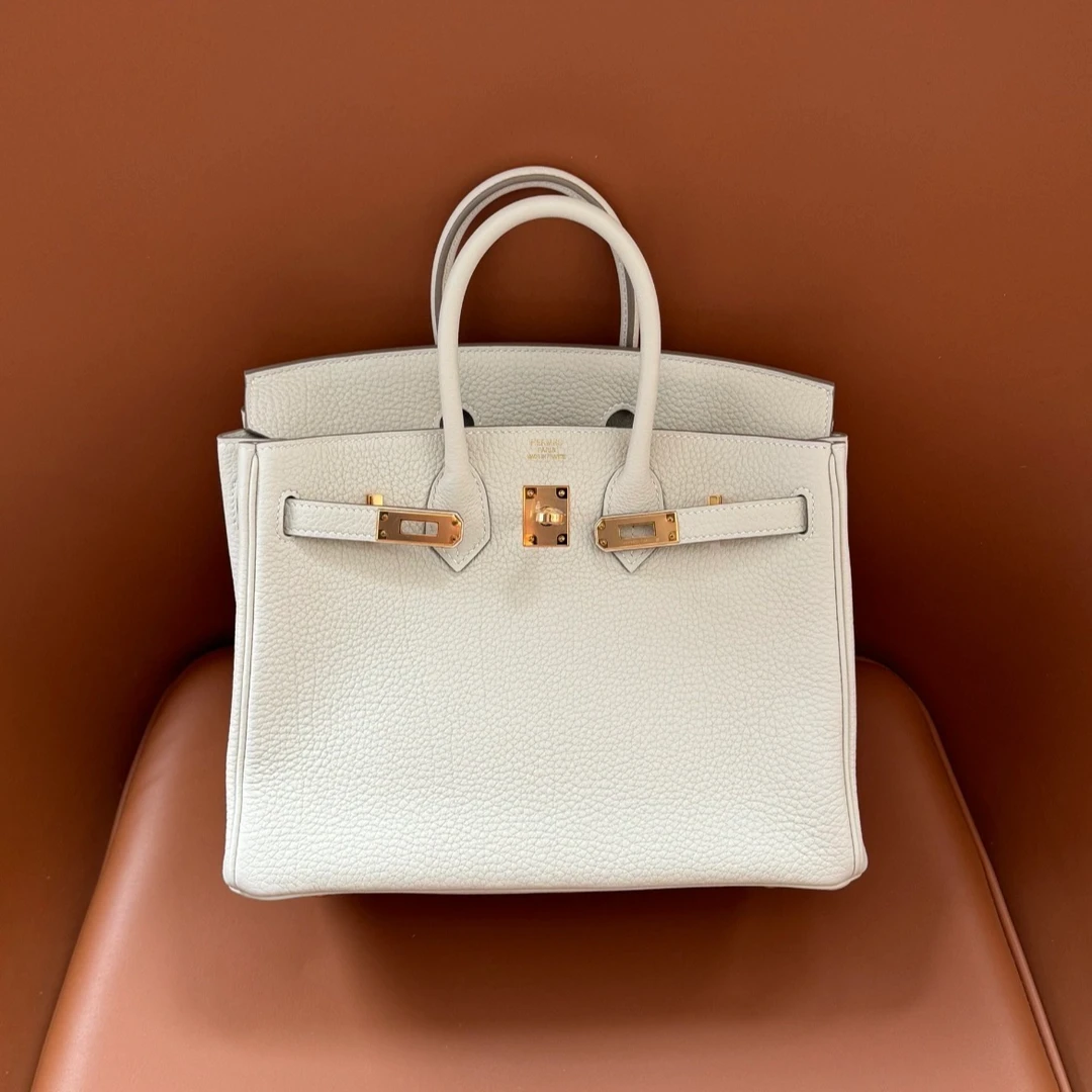 99新 Hermes/爱马仕 bk25手提包/奶昔白U刻/250916WGYAU01