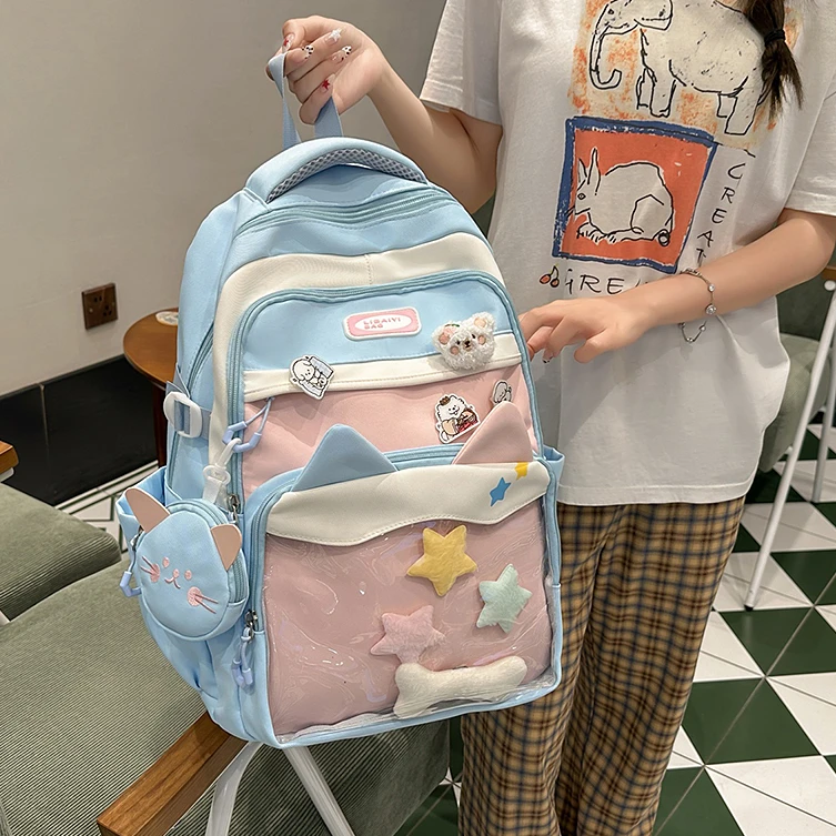 女童小学生ins可爱小猫书包女初中生休闲轻便高颜值校园双肩背包