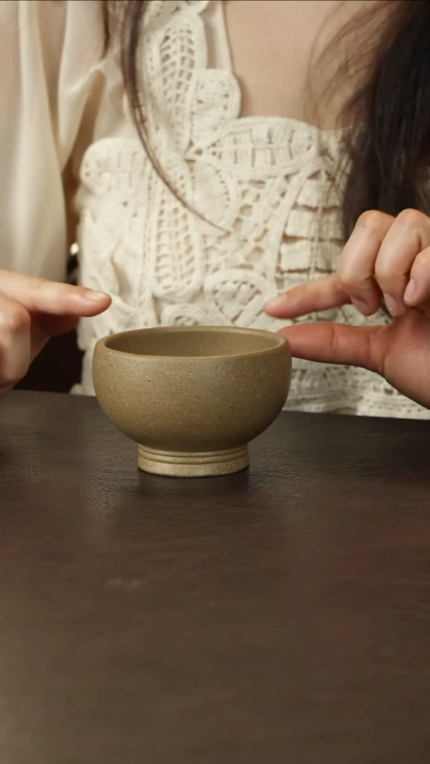 茶杯紫砂青降坡圆鼓杯