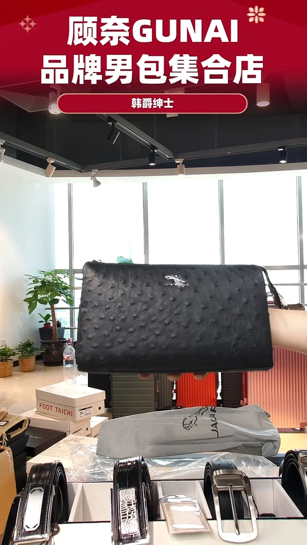 鸵鸟皮（革）韩爵绅士包包皮具571