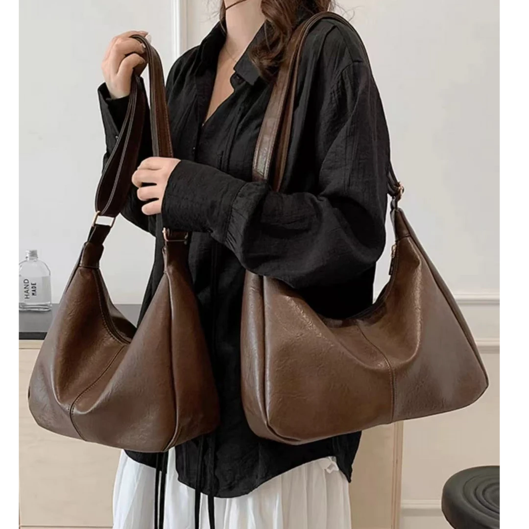 软皮包包女2024新款大容量简约通勤斜挎包时尚托特包条纹单肩包