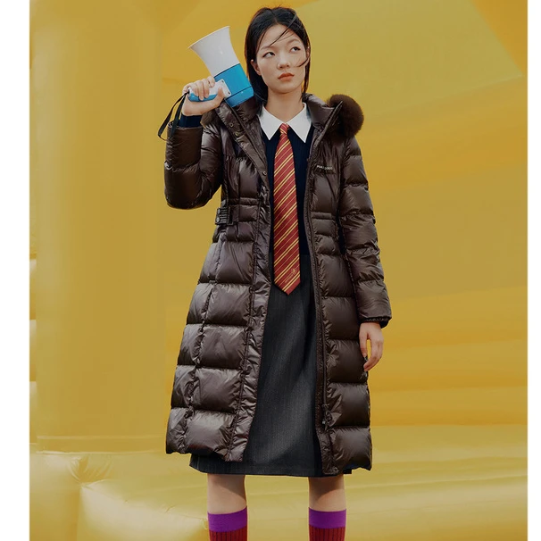 【五防面料】诗篇新时尚休闲时尚轻奢过膝精选鹅绒羽绒服6C33508290