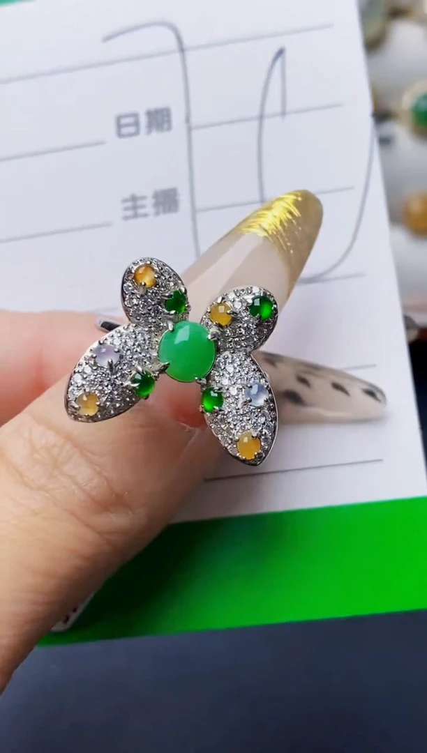 银S925镶嵌戒指翡翠1766
