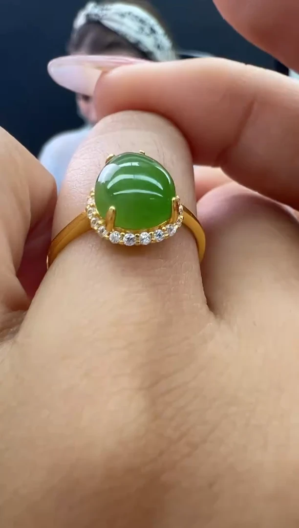 【闪购商品】和田玉（碧玉）戒指未镶嵌35秒拍号