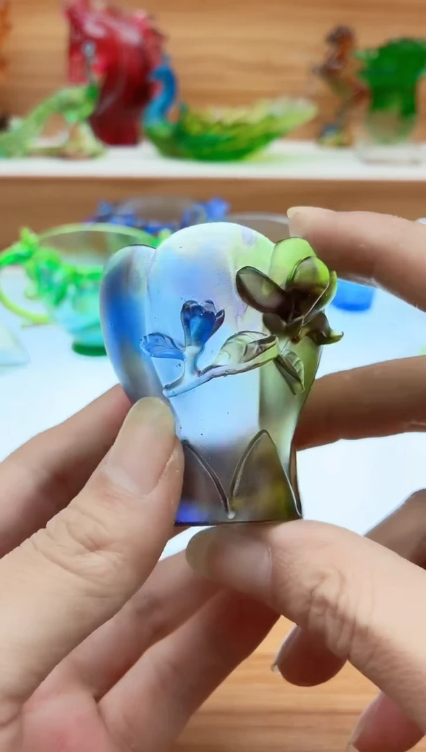 手工艺品琉璃彩色兰花杯