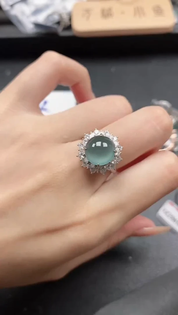 翡翠戒指银S925镶嵌51511