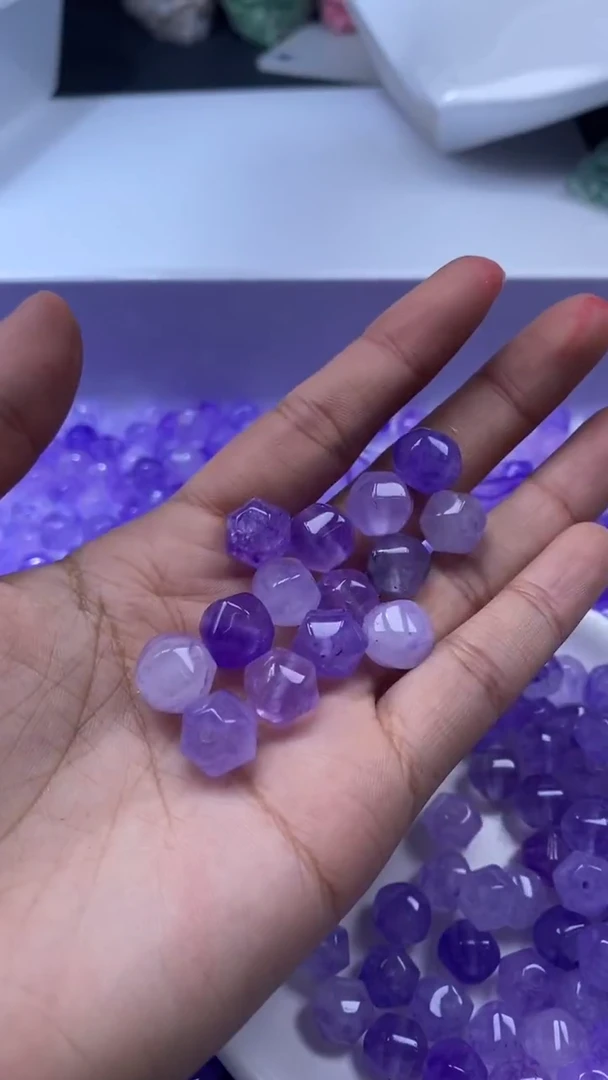 颈饰未镶嵌水晶W3042-紫色碧玺南瓜*珠10mm*6颗