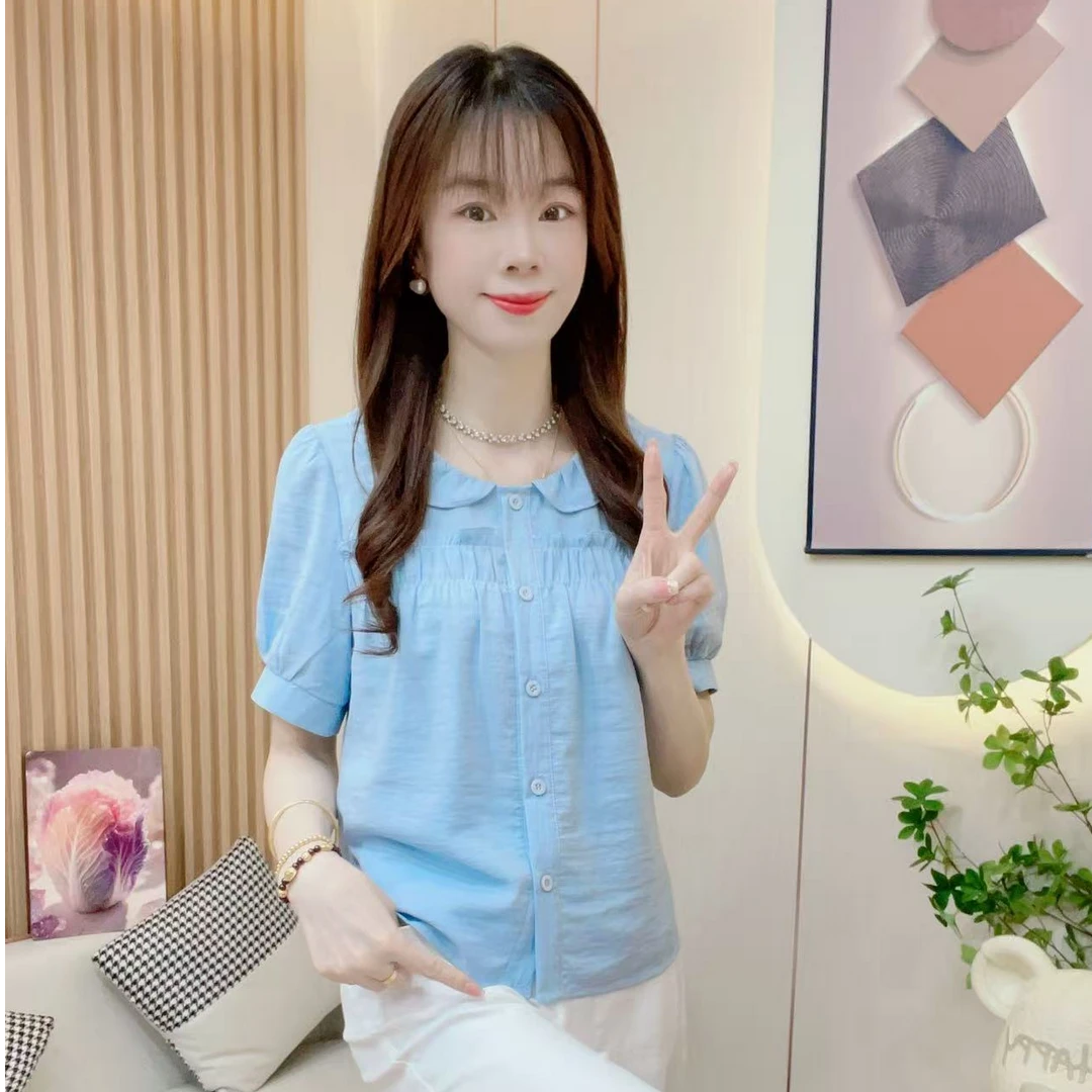 炬雅【甜蜜云朵】新款法式娃娃领设计感洋气减龄修身显瘦衬衫上衣