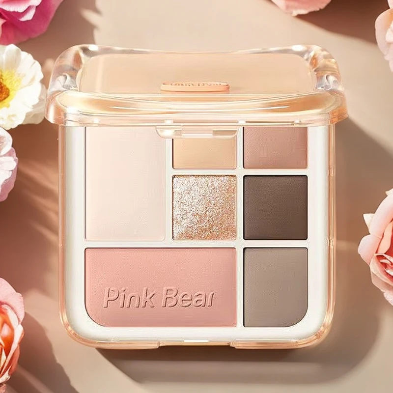 PinkBear皮可熊七色眼影盘修容腮红高光面部综合一体盘2025新款