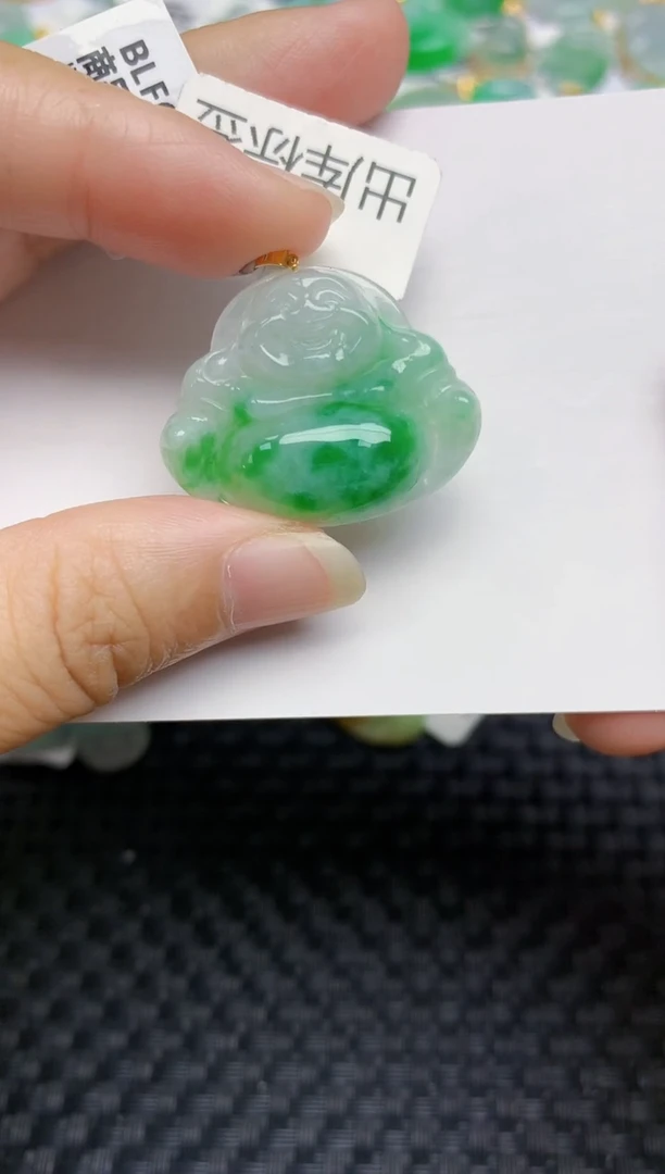 翡翠18K金镶嵌颈饰天然A货翡翠