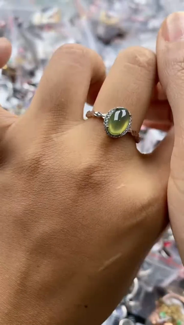 银S925镶嵌戒指翡翠111               3