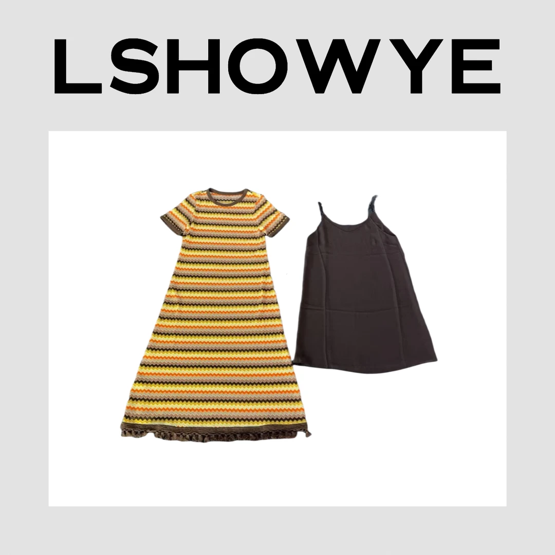 LSHOWYE｜彩色条纹针织短袖连 L2E065-1