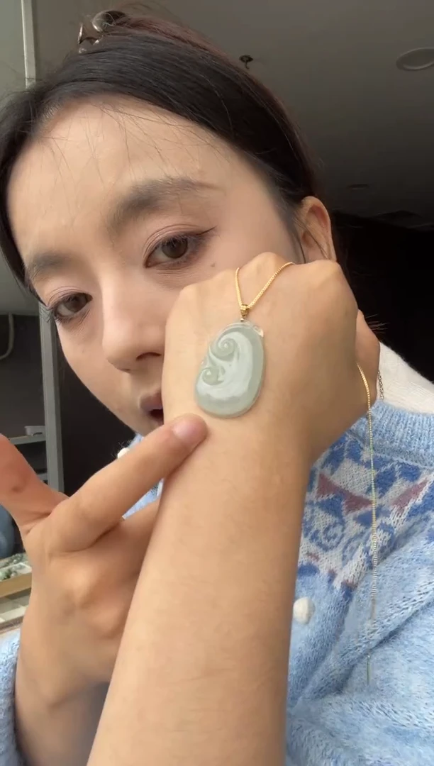 吊坠(不含链)18K金镶嵌翡翠天然缅甸A货翡翠