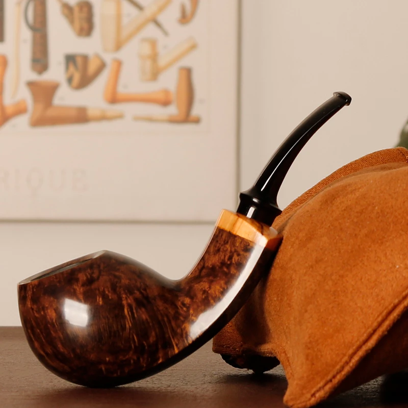 卢泳工作室 杰弗森 深色光面切线河豚 新手入门 3mm 石楠木 烟斗