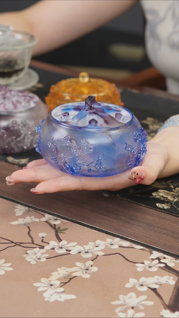 手工艺品琉璃蓝紫色香炉