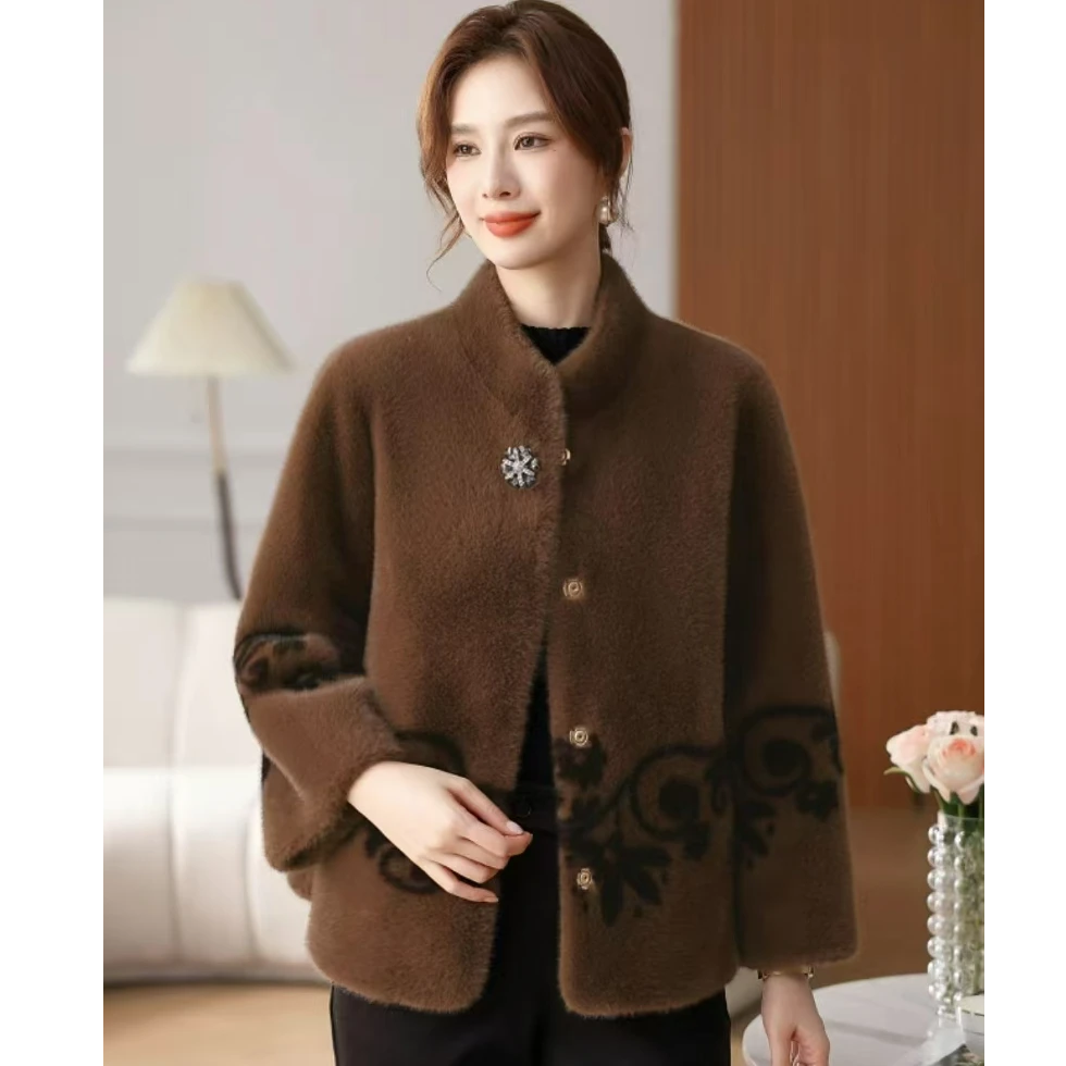 8140 （咖）妈妈冬季保暖加厚外套中老年女装时尚上衣