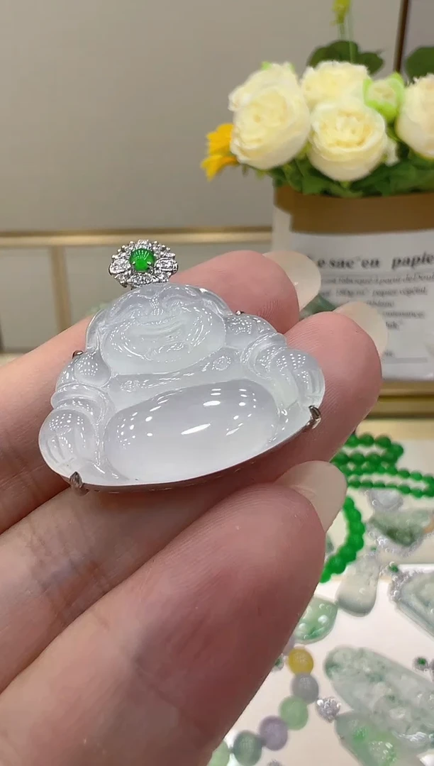 翡翠18K金镶嵌吊坠(不含链)团购多样性发一件