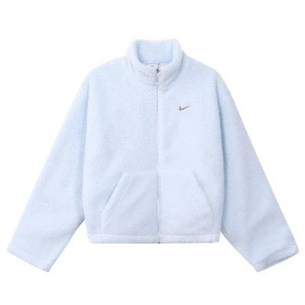 Nike 纯色立领拉链休闲宽松加厚绒感外套 FV4009-423
