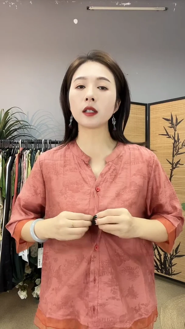 国风苎麻印花小衫
