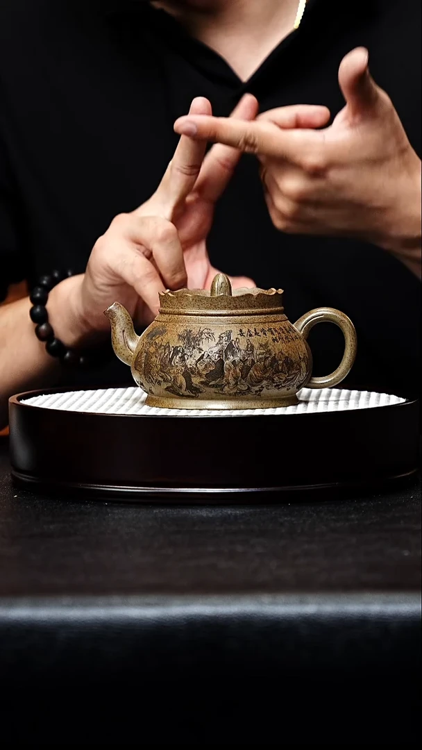 茶壶紫砂宜兴紫砂 僧帽 虎皮金砂 280cc 谭青2550