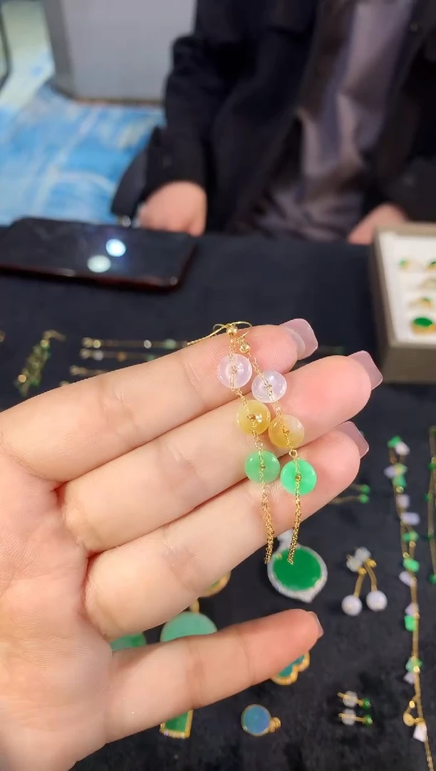 【闪购商品】翡翠耳饰18K金镶嵌329 zjh